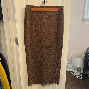 Smythe Brown Lace Pencil Skirt